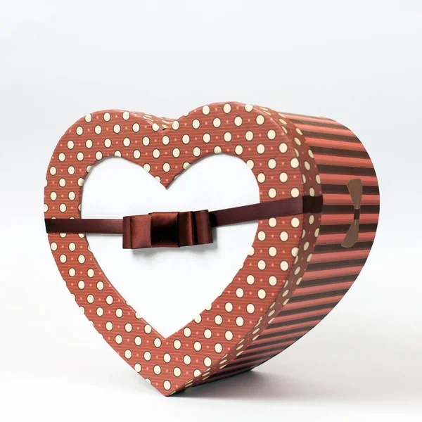 Gift Box Heart Shape Isolated White — Stock Photo, Image
