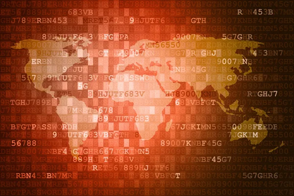 Red Digital Abstract technology background with world map.