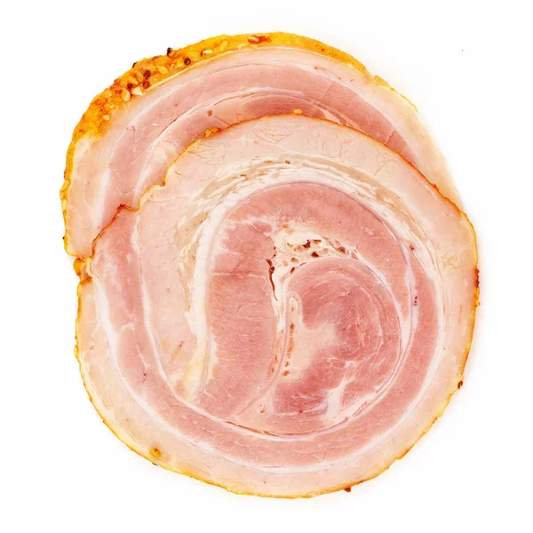 Schweinelende Scheiben Geschnitten Auf Weißem Hintergrund — Stockfoto