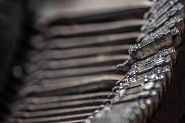 eski bir daktilo harfler, yakın çekim.