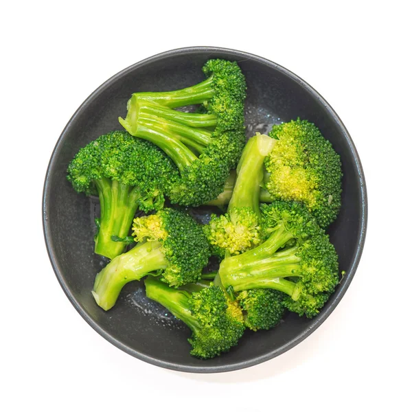 Broccoli Verdi Freschi Lastra Nera Isolata Fondo Vista Dall Alto — Foto Stock