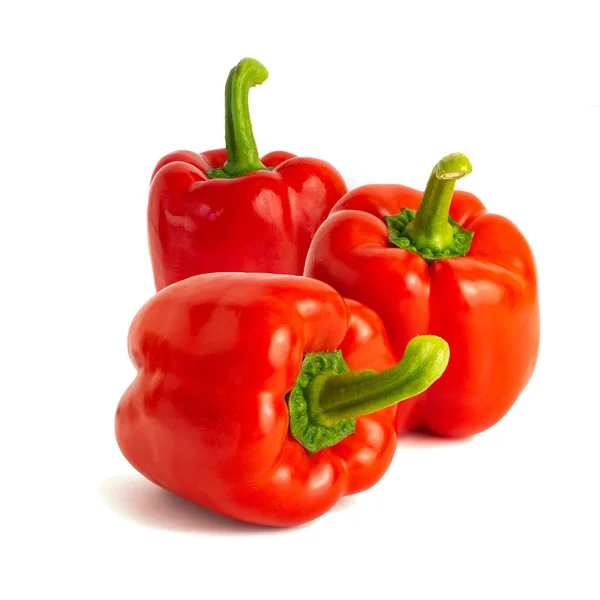 Drei Süße Paprika Isoliert Auf Weißem Hintergrund Ausschnitt — Stockfoto