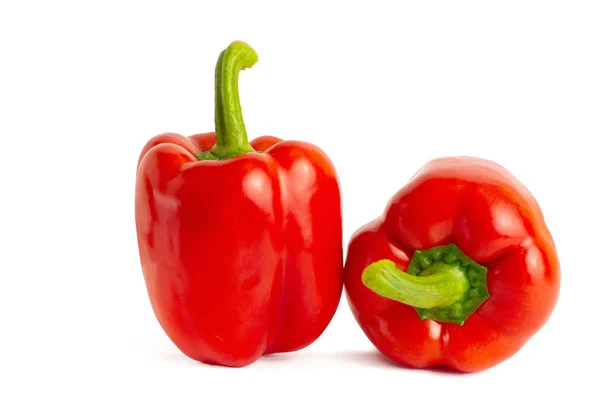 Zwei Süße Paprika Isoliert Auf Weißem Hintergrund Ausschnitt — Stockfoto