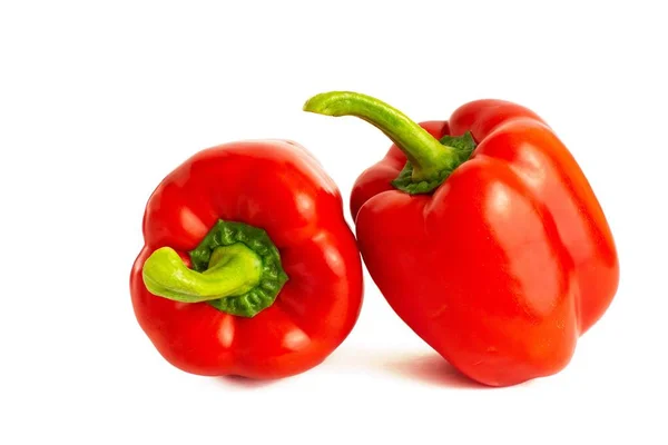 Zwei Süße Paprika Isoliert Auf Weißem Hintergrund Ausschnitt — Stockfoto