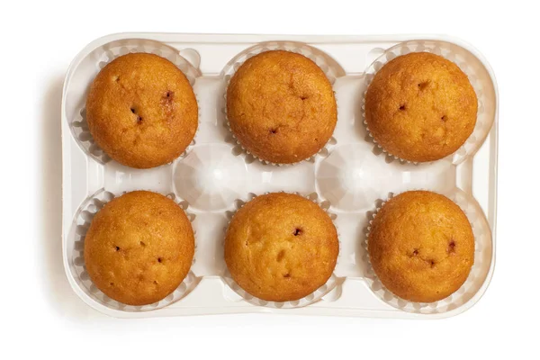 Muffins Που Απομονώνονται Λευκό Φόντο Top View — Φωτογραφία Αρχείου