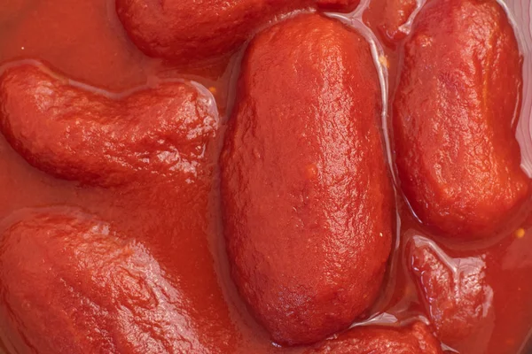 Pomidory Puszkach Ich Własny Sok Jako Tekstury — Zdjęcie stockowe