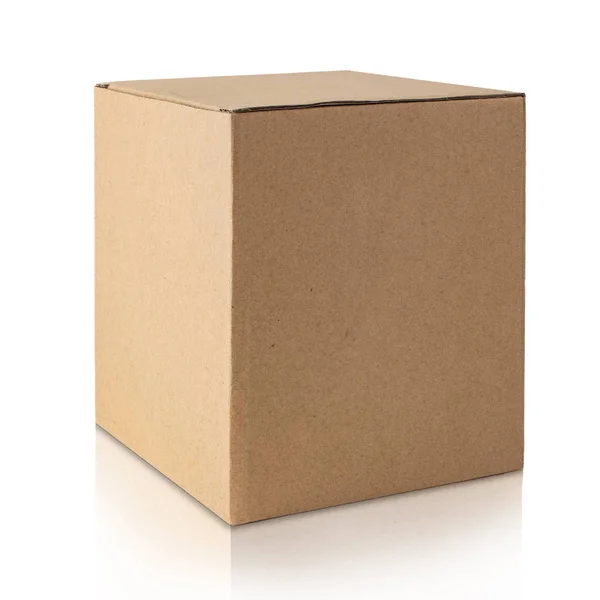 Картонна Коробка Ізольована Білому Тлі Вид Збоку — стокове фото