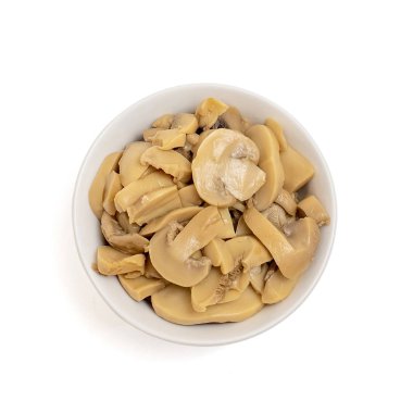 Marine mantar beyaz arka plan üzerinde izole kase. üstten görünüm.