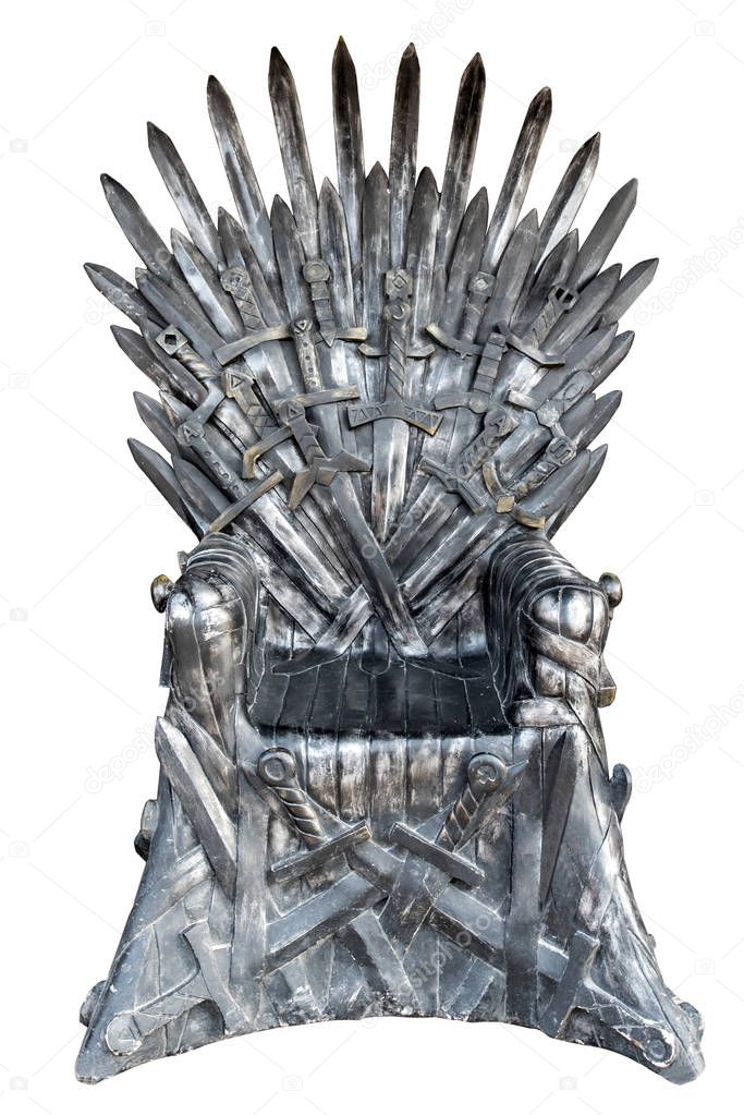 Swords vintage throne isolated on white background.