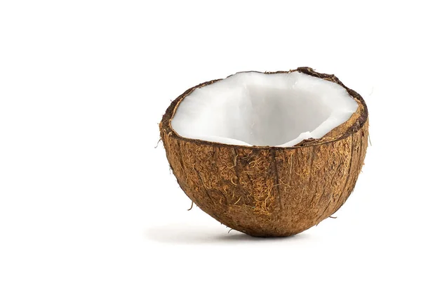 Coconut Half Isolated White Background Side View — Stock Photo, Image