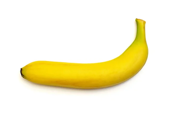 Dojrzały banan na białym tle. Widok z góry — Zdjęcie stockowe