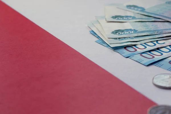 Banconote Rublo Sdraiate Sul Tavolo — Foto Stock