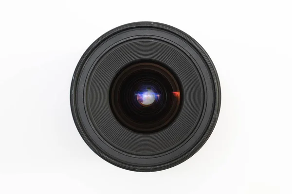 Öğesinin Kamera Objektif Açık Beyaz Zemin Üzerine Kapatın Fotoğraf Ekipmanı — Stok fotoğraf