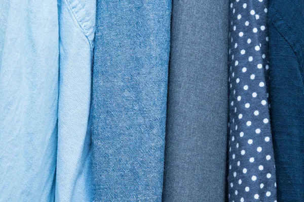 Diferentes Texturas Ropa Tela Camisa Fina Una Sastrería Tejido Colorido — Foto de Stock