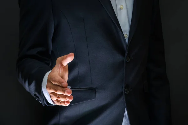 业务合作会议理念 商人握手 成功的商人在好的交易后握手 模糊的背景 — 图库照片