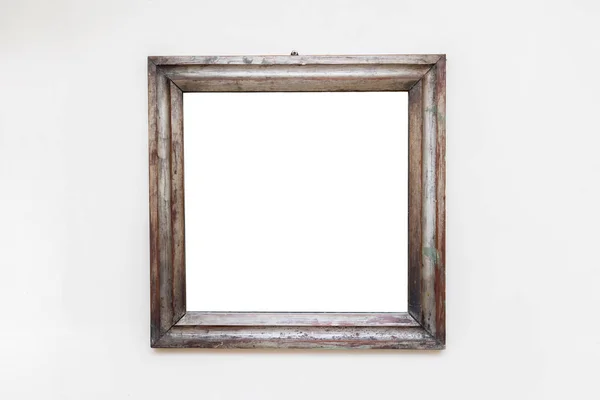 艺术画廊中的空白框架 博物馆展览白色剪裁路径 — 图库照片