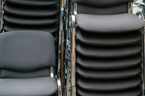 Leather Metal Chairs Stacked Top Each Other Meeting Room — Stock Photo, Image