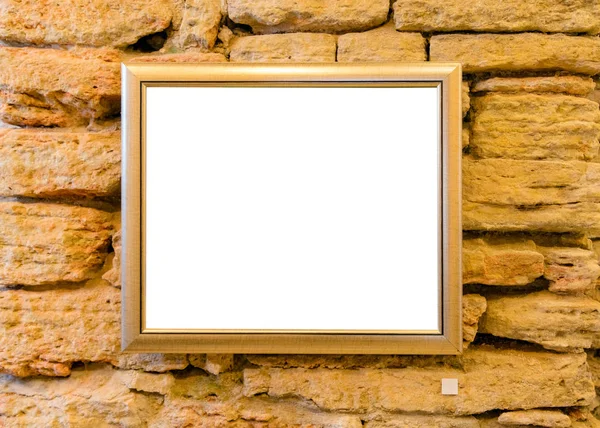 Empty Frame on the wall in modern art museum Gallery Exhibit Blank White Isolated Clipping Path