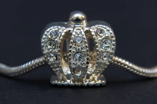Közelről Csillogó Gyémánt Ezüst Ékszerek Darab Részlete — Stock Fotó