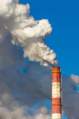 Hava kirliliği, endüstriyel fabrika, küresel gelecek gaz zehirli bulutlar ısınma