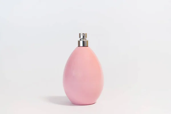 Frasco Perfume Vidro Luxo Fundo Branco Espaço Cópia Para Texto — Fotografia de Stock