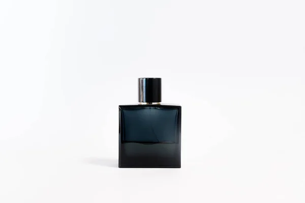 Flacon Parfum Verre Luxe Sur Fond Blanc Espace Copie Pour — Photo