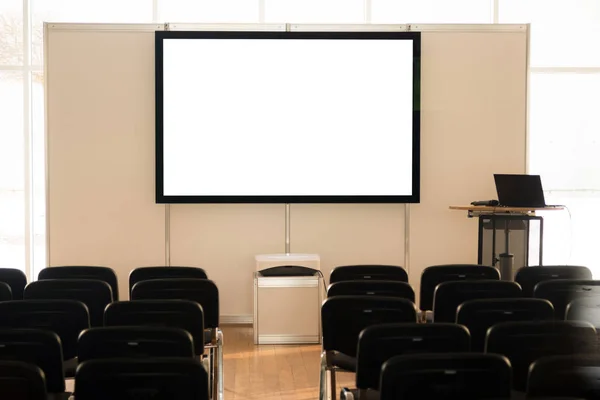 Empty Screen Conference Room Meeting Room Boardroom Classroom Office White — Stock Photo, Image