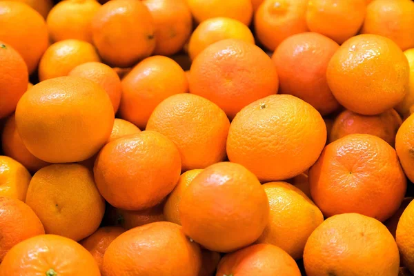 Fresh Mandarin Oranges Sale Fruit Market Tasty Tangerine Fruits Full — Stock Photo, Image