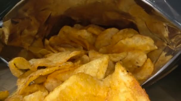 Dans Sac Chips Pack Ouvert Délicieux Chips Pommes Terre Goût — Video
