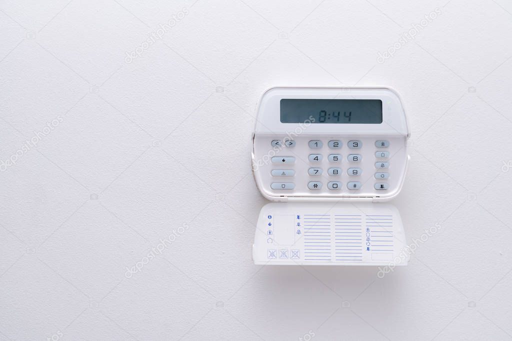 Alarm system of an apartment, house of business office. Surveillance and protection console