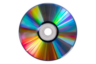 Vintage Cd veya DVD disk beyaz arka plan, kırpma yolu. Veri depolama, film ve müzik paylaşımı için kullanılan eski daire diskleri