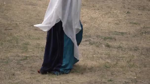 Femme Dansant Danse Traditionnelle Sur Terrain Milieu Rural Extérieur Les — Video