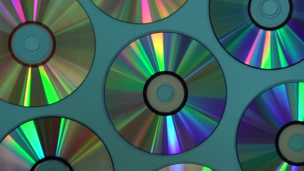Dvd 磁盘背景 用于数据存储 共享电影和音乐的旧圆形光盘 — 图库视频影像