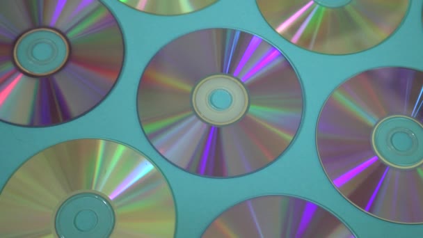 Vintage Dvd Φόντο Δίσκο Παλιά Κύκλοι Δίσκοι Που Χρησιμοποιούνται Για — Αρχείο Βίντεο