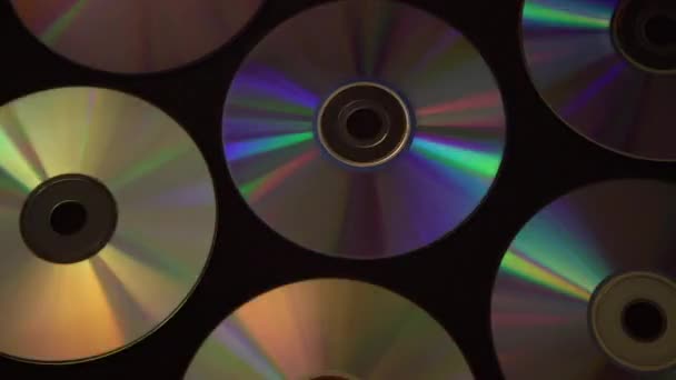 Dvd 磁盘背景 用于数据存储 共享电影和音乐的旧圆形光盘 — 图库视频影像