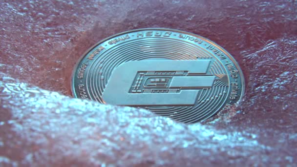 Silver Dash Coin Online Digital Valuta Fryst Den Blå Isen — Stockvideo