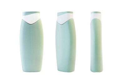 Beyaz arka planda izole edilmiş boş plastik şampuan şişesi