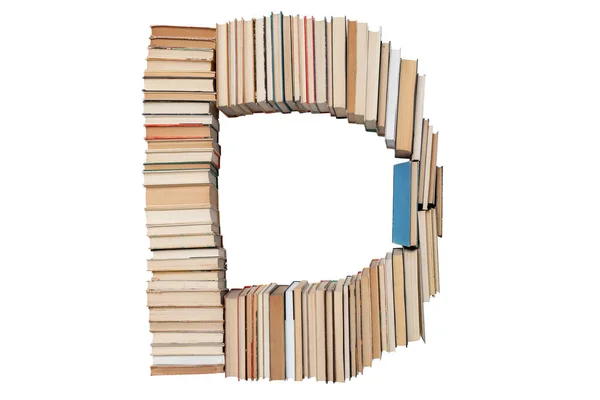 Buchstabe Aus Büchern Isoliert Auf Weißem Hintergrund Buchstabenattrappe Aus Dem — Stockfoto