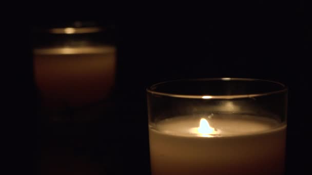 Dos Velas Encendidas Fondo Oscuro Ritual Magia Negra Rito Halloween — Vídeos de Stock