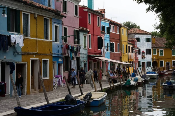 Vista Las Coloridas Casas Isla Burano Venecia Italia — Foto de Stock