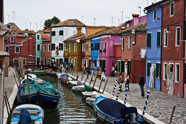 Vista Las Coloridas Casas Isla Burano Venecia Italia — Foto de Stock