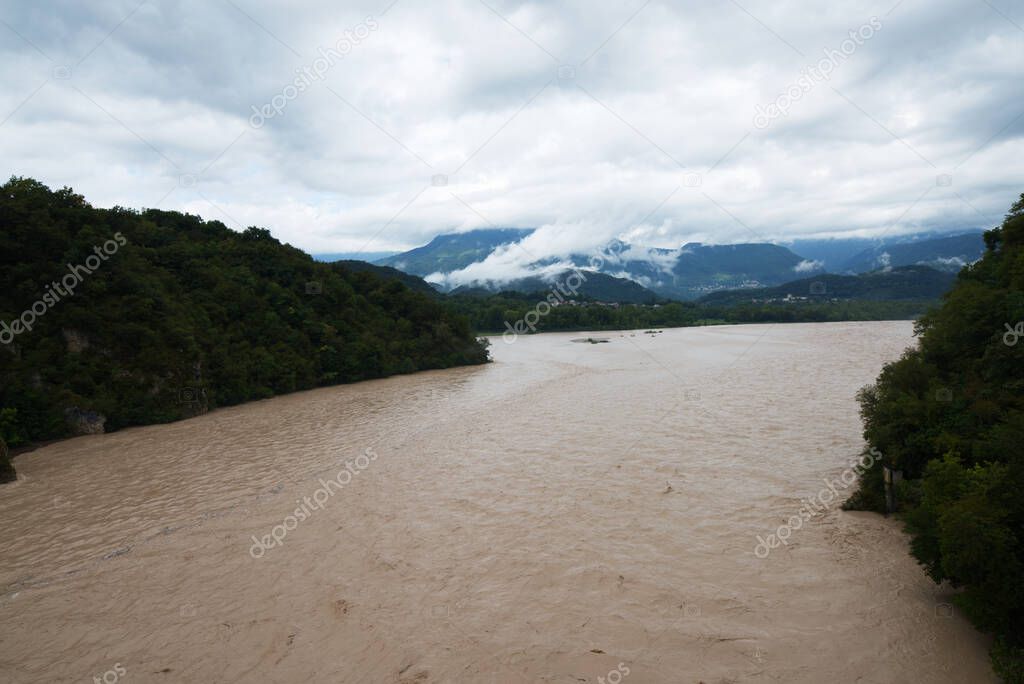 Tagliamento river after a water bomb 