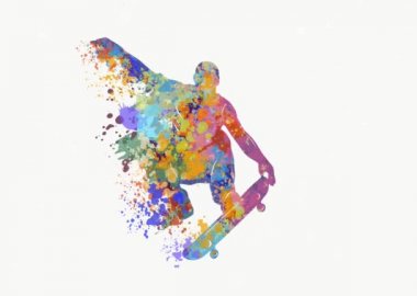 Dijital çocuk kaykay ve leke