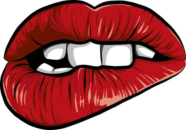 Femme Bande Dessinée Monture Avec Lèvres Rouges — Image vectorielle