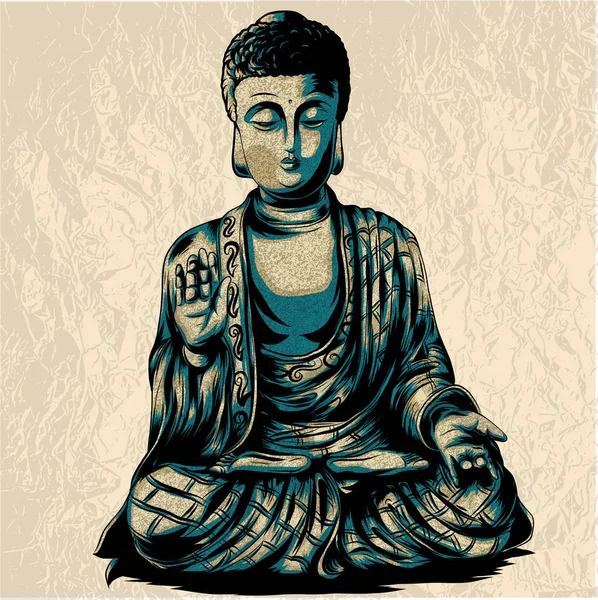 Dibujo Vectorial Ilustración Con Buddha Dibujo Mano Estilo Boho Uso — Vector de stock