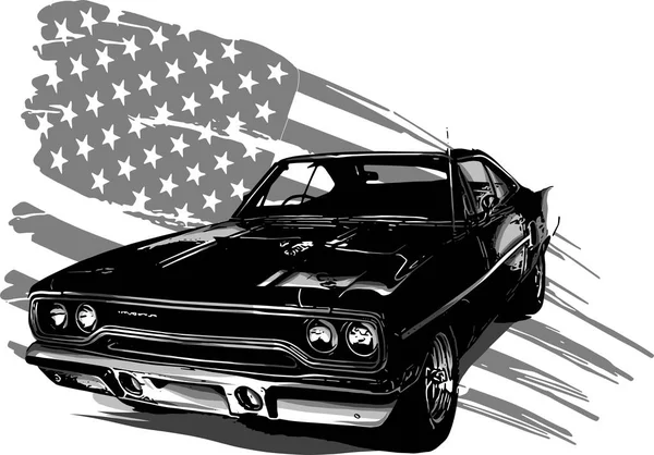 Vektor Grafisk Design Illustration Amerikansk Muskel Bil Med Stjärnor Och — Stock vektor