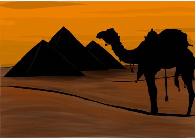 Başka bir gün Mısır, büyük Giza piramitleri, vektör çizim