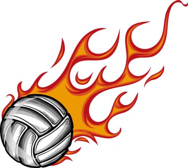 vektör voleybol alev topu çizgi film