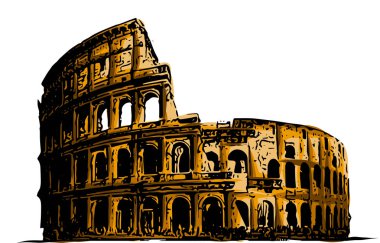 resimde Coliseum vektör. İtalya konumlar sanat bina