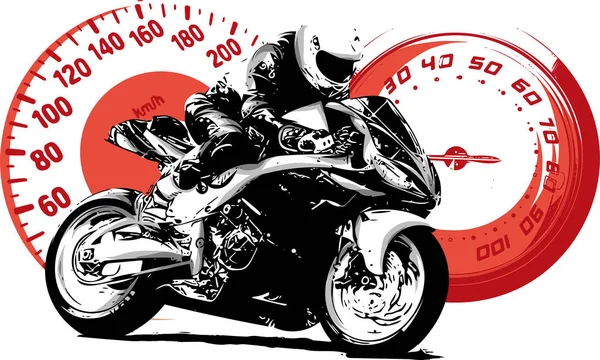 Motorrijder Abstract Vectorsilhouet Motorraces Weg Met Instrumenten — Stockvector